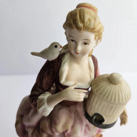 Andrea by Sadek Porcelain Figurine Lady with Bird and Mandolin – 6.5” Victorian - Picture 4 of 12